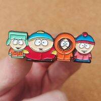 ซองการ์ตูน South Park หล่อโลหะเคลือบด้านกว้าง2นิ้วกระเป๋าเข็มกลัดปกคอเสื้อป้ายยีนส์