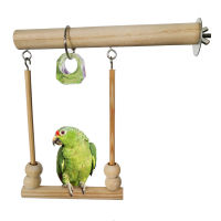 BETOP นกนกแก้วขาตั้งไม้ Playstand กับเคี้ยวลูกปัดกรงนอนยืนเล่นของเล่นสำหรับนก Budgie ของเล่นแกว่ง