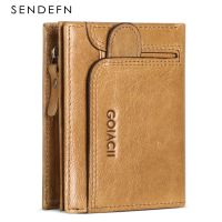 Yuntan SENDEFN ขายดีที่สุด100% Dompet Koin กระเป๋าใส่เงินของผู้ชายหนังแท้ Rfid ที่ใส่การ์ดขนาดเล็กปิดกั้นกระเป๋าสตางค์ชาย174กระเป๋าเงิน