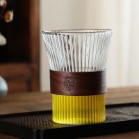 ◄▥☍ Glass Japanese Style Coffee Mug Walnut Cup Sleeve Glass Cup Glasses Coffeeware Beautiful Tea Mugs Beer Mug