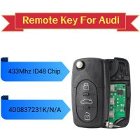 Remote Car Key 433Mhz ID48 Glass Chip 4D0837231A 4D0837231N 4D0837231K For Audi A3 A4 A6 A8 TT RS4 Quattro Old Models