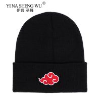 Autumn Winter Anime Hat Akatsuki Cosplay Red Cloud Embroidery Black Knitted Hat Woolen Casual HipHop Cap Keep Warm Unisex Gift