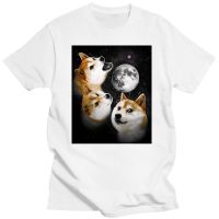 Three Doge Moon Shiba Inu T Shirt For Male Soft Homme Tee Shirt Crewneck Faddish Harajuku Streetwear XS-6XL