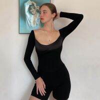 Hot style backless low-cut top fall skin-tight long-sleeved jumpsuits women