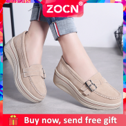 Giày Đế Xuồng Nữ ZOCN Shose Giày Lười Da Cao Gót Thời Trang Máy LắC Sàn