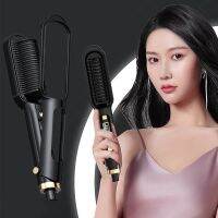 ◐❐♚ 2 In 1 Electric Hair Straightener Anti-Scalding Comb Salon Equipment Styler Fast Heated Ceramic Flat Brush Iron