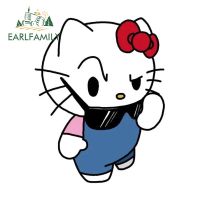 EARLFAMILY กระจกกันสติกเกอร์รถลายอะนิเมะ Hello Kitty ขนาด13ซม. X 10.2ซม. กราฟฟิตี้สำหรับป้องกันประตูรถยนต์