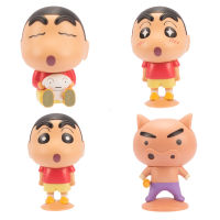 4pcsset 10cm Crayon Shin-Chan Anime Action Figure Assembled Figure Capsules Pvc Material Kawaii Dolls Gifts fans Toys ornaments