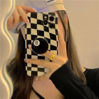 [COD] Ins black and white checkerboard grid No. 8 bracket 12/13pro max mobile phone case suitable for 8plus soft shell se2