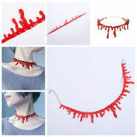 [pengxia] COD ฮาโลวีนปาร์ตี้ชุดลูกพังก์ร็อค deathrock เลือด Red Stitch Choker สร้อยคอ