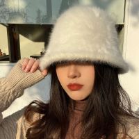 【CW】 2022 Fashion Artificial Fur Hat Warm Thickened Panama Basin Cap