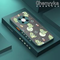 เคส Chenyyka สำหรับ Huawei Mate 40 Pro Mate 40 Pro + เคสลายการ์ตูนไดโนเสาร์แฟชั่นน่ารักแบบบางเคสโทรศัพท์แข็งด้านข้างขอบสี่เหลี่ยมปลอกซิลิโคนคลุมทั้งหมดเคสกันกระแทกป้องกันเลนส์กล้อง