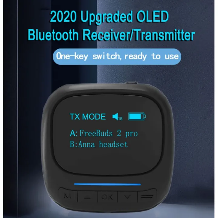 Bluetooth 5.0 Audio Transmitter Receiver OLED Display Aptx LL AAC Stereo Wireless Adapter 3.5mm