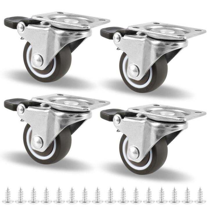 4Pcs Stainless Steel Castor Swivel Caster Furniture Office Rubber ...