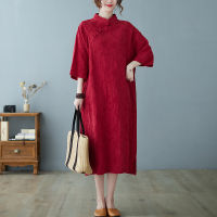 ♀๑◇ Wewae6323สไตล์จีน Chinoiserie Hanfu ผู้หญิง2022 Plus ขนาดหลวมผ้าฝ้ายลินิน Retro Zen Linen Robe