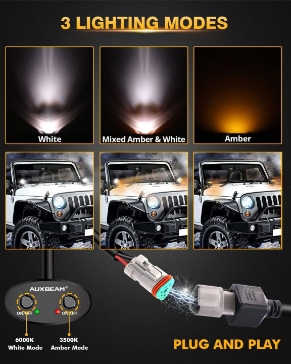 auxbeam-4in-round-led-offroad-lights-2pcs-110w-round-led-pods-auxiliary-driving-light-with-amber-drl-design-super-bright-led-light-bar-round-fog-light-wiring-harness-for-truck-pickup-suv-atv-utv-4x4-w