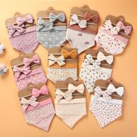 【YD】 Muslin Cotton Baby Bib Bows Headband Adjustable Saliva Print Infant Feeding Burp Shower Soft