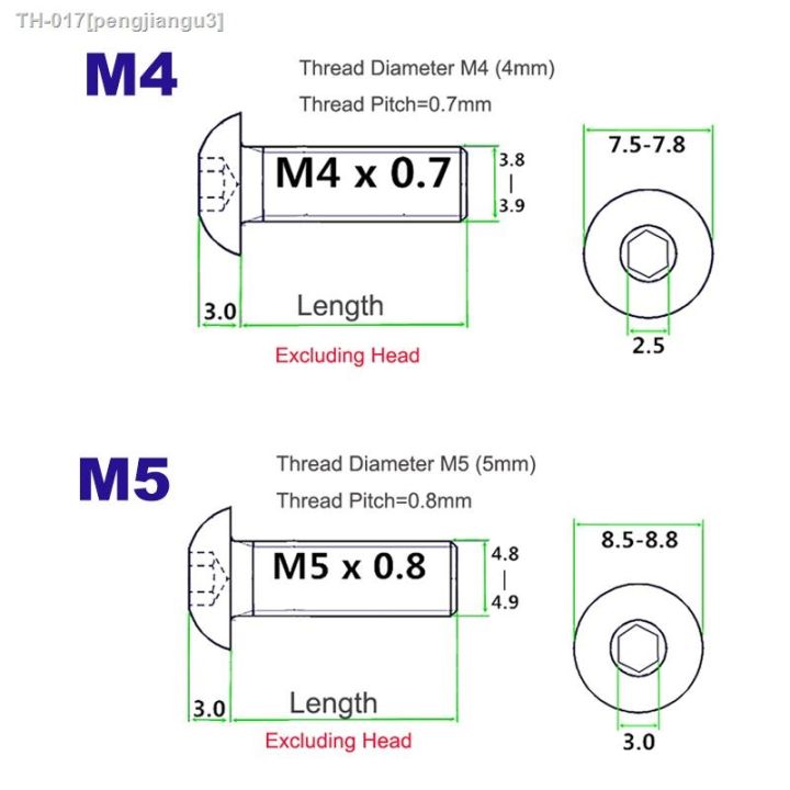 2pcs-m3-m3-5-m4-m5-m6-round-aluminium-button-head-hex-socket-cap-screws-allen-bolt-mechanical-screw-length-15mm-25mm-anodized