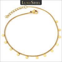 【CW】⊙✖✔  LUXUSTEEL Round Coin Dis Anklets Anti-allergic Leg Beach Accessories