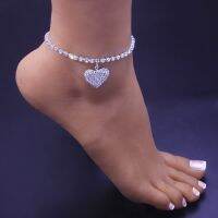 New Luxury Rhinestone Anklet for Women Fashion Heart Pendant Beach Party Anklet Bracelet for Women Wedding Party Fashion Jewelry