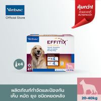 Virbac - เอฟฟิติค EFFITIX® Spot-on L ผลิตภัณฑ์กำจัด เห็บ หมัดและไล่ยุง ชนิดหยอดหลัง สำหรับสุนัขขนาดใหญ่ (&amp;gt;20-40 กก.) หนึ่งกล่องบรรจุ 4 หลอด x 4.4 มิลลิลิตร