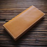 Vintage Genuine Leather Long Wallet Men Clutch Bag Phone Coin Purses Credit Card Holder Slim Casual Coin Pocket Money Bags