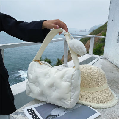 Fashion Space Padded Women Shoulder Bags Designer Quilted Lady Handbags Casual Luxury Nylon Small Tote Square Female Purses