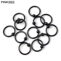 15pcs Black Stainless Steel Ball Hoop Earrings Circle Captive Bead Ring Ear Nose Nostril Septum Helix Cartilage Piercing Body jewellery