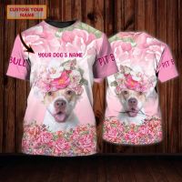 Dog Lover Pit bull Personalized Name 3D All Over Printed Men t shirt Summer style Casual Tee shirts Unisex Tshirt TX-97