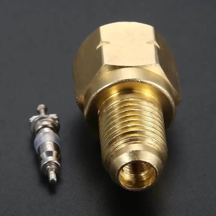 1Pc R1234YF Hose To R134a Vacuum Pump Adapter Fitting W Valves Core 12