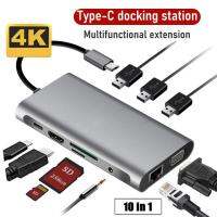 【Chat-support】 System Zone แท่นวางมือถือฮับชนิด C แบบ10 In 1 USB เอนกประสงค์3.0 Type-C ถึง RJ45 HDMI รองรับ VGA PD USB TF Micro-SD U Disk