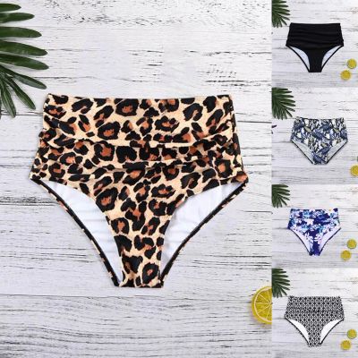 High Waist Beach Holiday Swim Shorts Women Bikini  Solid Black Swimsuit Print Bottoms Brazilian Plus Size Трусы Женские