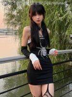 【CW】ﺴ  Print Sleeveless with Cuff Y2k Gothic Sheath Kawaii Vestidos Emo Ropa Mujer