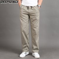 【CC】۩♠❈  Men Pants Four Seasons 95  Cotton Trousers Pockets Loose Straight Jogging Middle Aged M-6XL