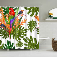 Shower Curtain Set 3D Printing Green Tropical Leaves Natural Plant Polyester Waterproof Bath Curtain With Hooks For Bathroom