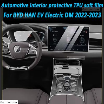 TPU Gearbox Panel Film Dashboard Protective Sticker Interior Anti-Scratch Car Accessories For BYD HAN EV Electric DMI 2023 2022
