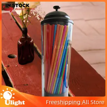 Hoan Plastic Straw Dispenser with 50 Straws, Multicolor