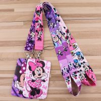 KKZ099 Disney Minnie สายคล้องคอสำหรับคีย์ ID Card Gym สายรัด USB ผู้ถือป้าย DIY แขวนเชือก Lariat lanyard เครื่องประดับ