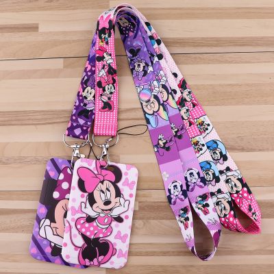 Mickey Minnie Strap Lanyard for Keys Keychain Badge Holder ID Credit Card Pass Hang Rope Lariat Mobile Phone Charm Accessories Key Chains