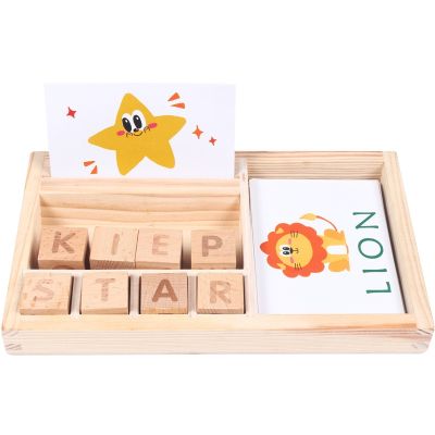 Children animal to recognize letters to spell words matching game flash card baby wooden educational toys male girl 3 to 6 years of age
