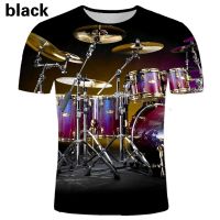 2022 Men Women Fashion Jazz Drum 3D Print T-shirt Music Short Sleeves Funny Hip Hop Graphic Tee