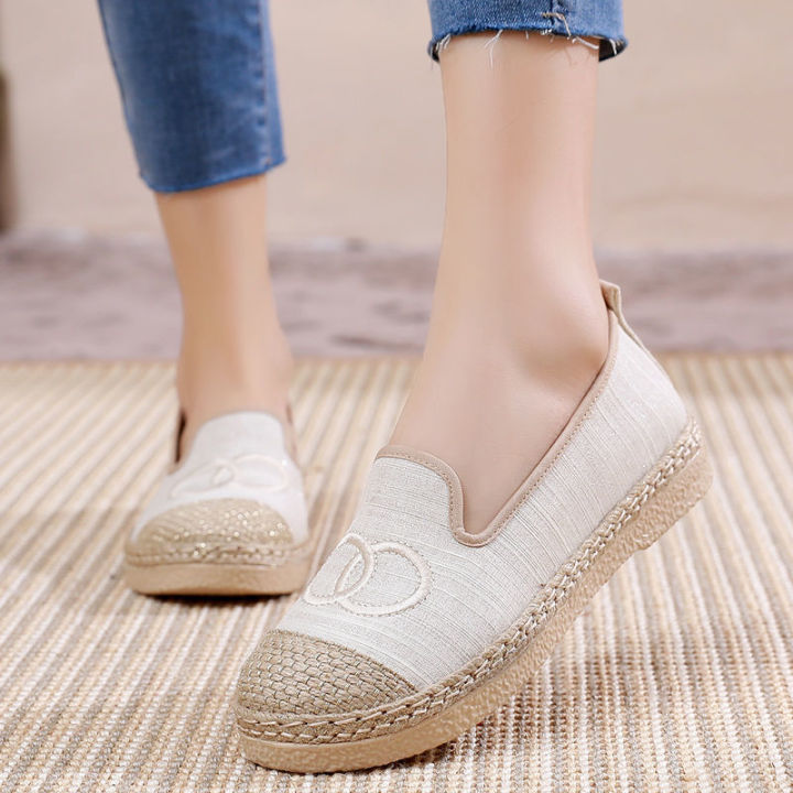 รองเท้าชาวประมงสไตล์ชาแนลผู้หญิง-2023-รองเท้าโลฟเฟอร์สำหรับนักเรียนแบบลำลองส้นแบนแบบสวมเดียว