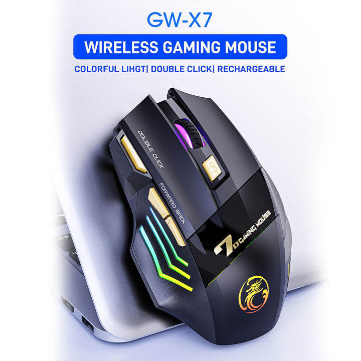 vktech-imice-gw-x7-7ปุ่ม-rgb-ไร้สายเมาส์สำหรับคอมพิวเตอร์ปิดเสียงเมาส์การเล่นเกมที่เหมาะกับสรีระ