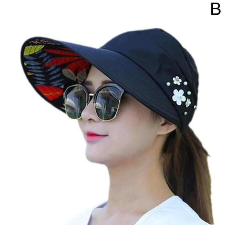 korean-sun-hat-uv-protection-simple-folding-flower-print-sun-visor-for-women-cap-summer-beach-v1c2