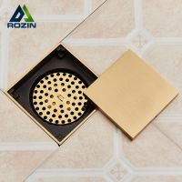 【hot】！ Rozin Brushed Gold Floor Drains 10x10cm Invisible Drain Matte Shower Deodorant Waste Strainer