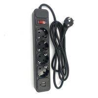 【NEW Popular89】2500W 10ABoardEU PlugNetwork Filter WitheExtension Cord Surge Protector 4 ACSockets 2พอร์ต USB