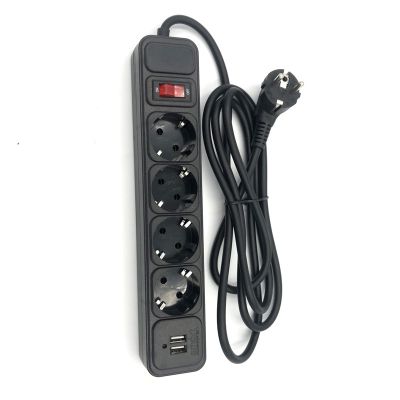【NEW Popular89】2500W 10ABoardEU PlugNetwork Filter WitheExtension Cord Surge Protector 4 ACSockets 2พอร์ต USB