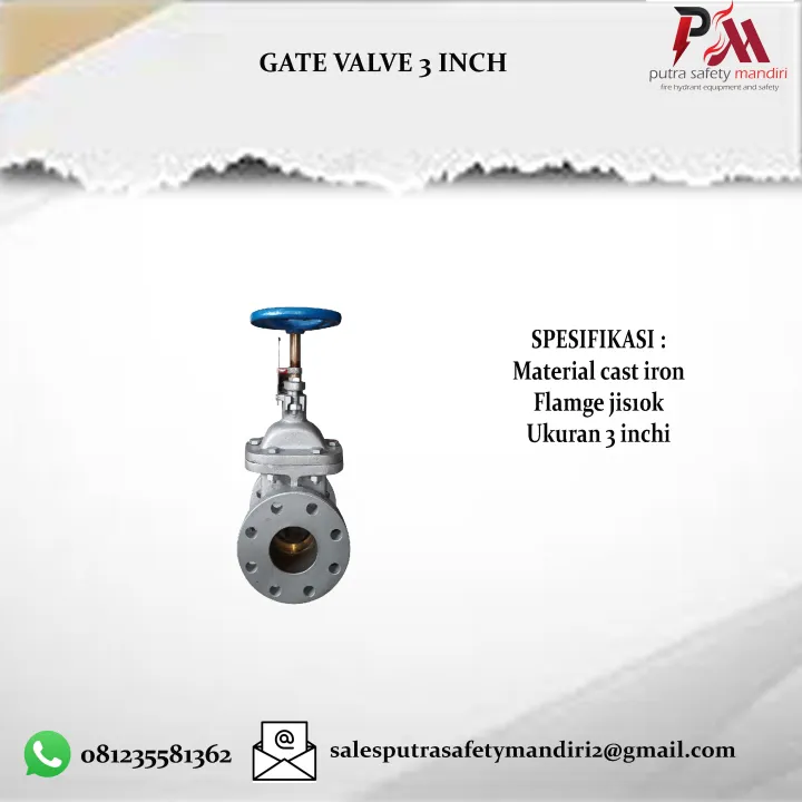 Gate Valve 3 Stop Kran Pipa Hidran Pemadam Kebakaran Cast Iron