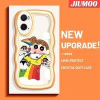 เคส JIUMOO สำหรับ OPPO เครยอนชินจัง A36 A76เคสลายการ์ตูนซนดีไซน์ใหม่สร้างสรรค์เคสโปร่งใสลายกล้องถ่ายรูปซิลิกาเจลฝาครอบป้องกันคอลอร์เวฟเดอร์เคสมือถือกันกระแทกแบบใสนิ่ม