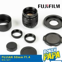 เลนส์มือหมุน Fujian 50mm F1.4 (ชุดใหญ่ อุปกรณ์ครบจัดเต็ม) เลนส์ละลาย CCTV โบเก้หมุนวนๆ สำหรับใส่กล้อง Fuji Mirrorless ได้ทุกรุ่น